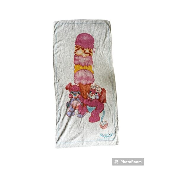 Popples Ice Cream Print Vintage Beach Towel 1986 Mattel Hasbro Rare Collectable - Picture 1 of 8